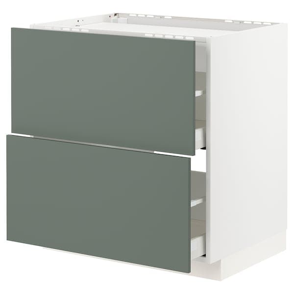 METOD / MAXIMERA - Base cab f hob/2 fronts/2 drawers, white/Bodarp grey-green, 80x60 cm - best price from Maltashopper.com 29317353