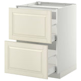 METOD / MAXIMERA base cab f hob/2 fronts/2 drawers, white/Bodbyn off-white, 60x60 cm