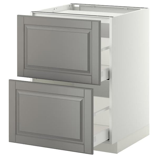 Ikea METOD / MAXIMERA - Base cab f hob/2 fronts/2 drawers, white/Bodbyn grey , 60x60 cm