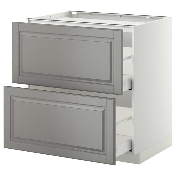 Ikea METOD / MAXIMERA - Base cab f hob/2 fronts/2 drawers, white/Bodbyn grey, 80x60 cm