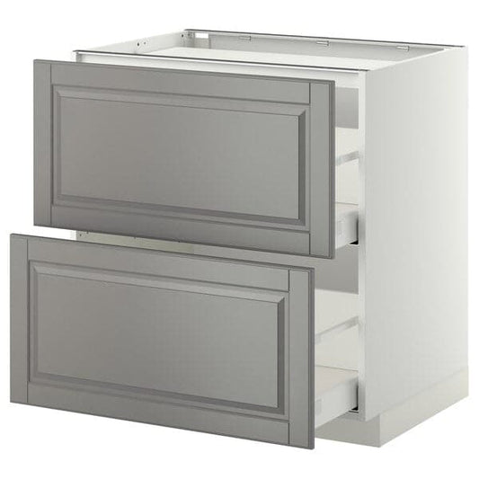 Ikea METOD / MAXIMERA - Base cab f hob/2 fronts/2 drawers, white/Bodbyn grey, 80x60 cm