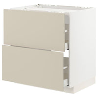 METOD / MAXIMERA - Base cab f hob/2 fronts/2 drawers, white/Havstorp beige , 80x60 cm - best price from Maltashopper.com 59504051