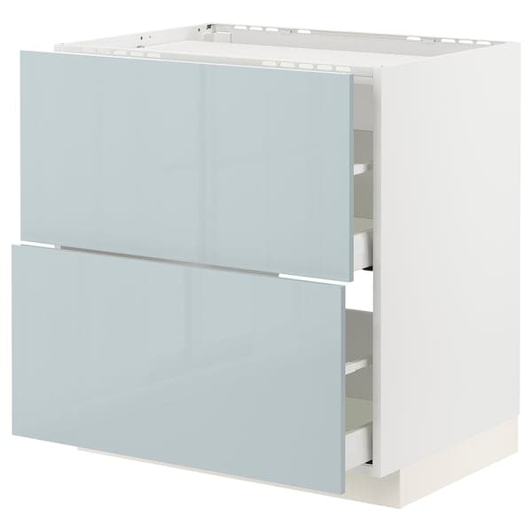 METOD / MAXIMERA - Base cab f hob/2 fronts/2 drawers, white/Kallarp light grey-blue, 80x60 cm - best price from Maltashopper.com 59479283