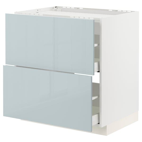 METOD / MAXIMERA base cab f hob/2 fronts/2 drawers, white/Kallarp light grey-blue