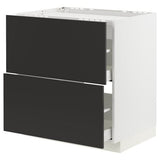 METOD / MAXIMERA base cab f hob/2 fronts/2 drawers, white/Nickebo matt anthracite, 80x60 cm