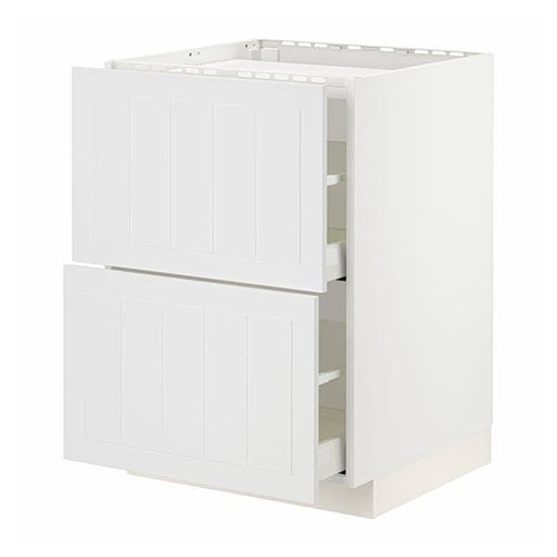 METOD / MAXIMERA - Base cab f hob/2 fronts/2 drawers, white/Stensund white , 60x60 cm