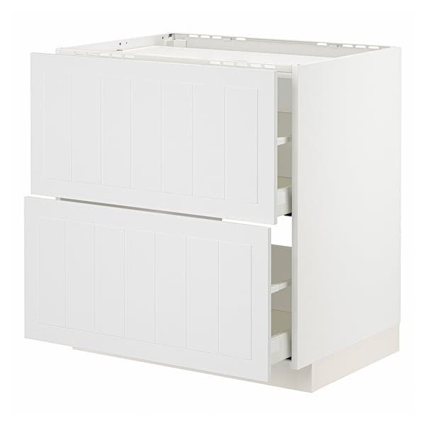 METOD / MAXIMERA - Base cab f hob/2 fronts/2 drawers, white/Stensund white , 80x60 cm - best price from Maltashopper.com 99409561
