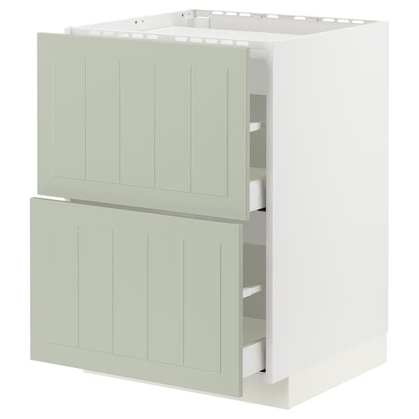 Ikea METOD / MAXIMERA - Base cab f hob/2 fronts/2 drawers, white/Stensund light green, 60x60 cm