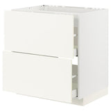 METOD / MAXIMERA base cab f hob/2 fronts/2 drawers, white/Vallstena white, 80x60 cm