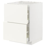 METOD / MAXIMERA base cab f hob/2 fronts/2 drawers, white/Vallstena white, 60x60 cm