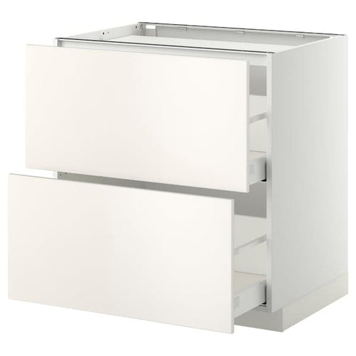 METOD / MAXIMERA - Base cab f hob/2 fronts/2 drawers, white/Veddinge white, 80x60 cm