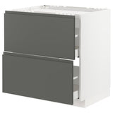 METOD / MAXIMERA base cab f hob/2 fronts/2 drawers, white/Voxtorp dark grey, 80x60 cm