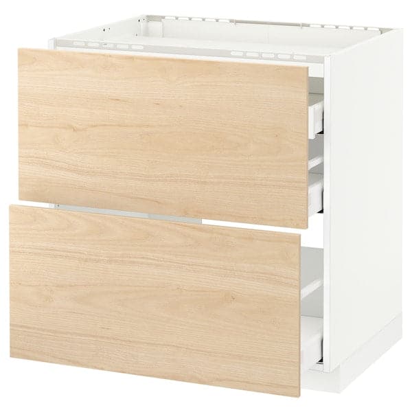 Ikea METOD / MAXIMERA - Base cab f hob/2 fronts/3 drawers, white/Askersund light ash effect, 80x60 cm