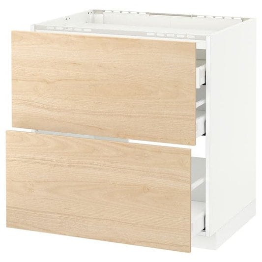Ikea METOD / MAXIMERA - Base cab f hob/2 fronts/3 drawers, white/Askersund light ash effect, 80x60 cm