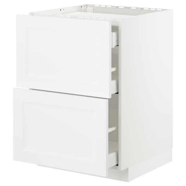 METOD / MAXIMERA - Base cab f hob/2 fronts/3 drawers, white/Axstad matt white , 60x60 cm - best price from Maltashopper.com 39288661