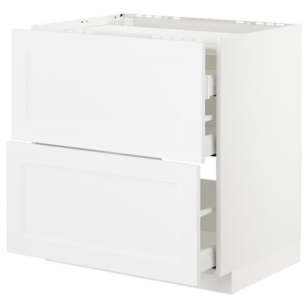 METOD / MAXIMERA - Base cab f hob/2 fronts/3 drawers, white/Axstad matt white, 80x60 cm - best price from Maltashopper.com 99288663