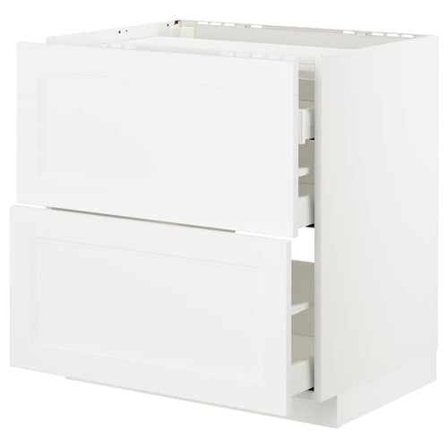 METOD / MAXIMERA - Base cab f hob/2 fronts/3 drawers, white/Axstad matt white, 80x60 cm