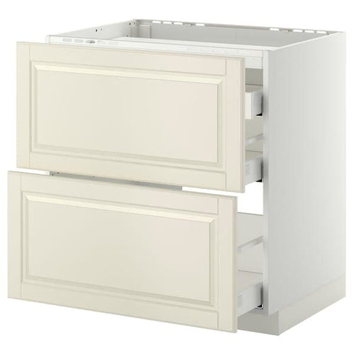 METOD / MAXIMERA - METOD / MAXIMERA Base cab f hob/2 fronts/3 drawers, white/Bodbyn off-white, 80x60 cm