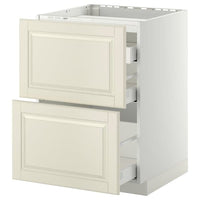 METOD / MAXIMERA - Base cab f hob/2 fronts/3 drawers, white/Bodbyn off-white, 60x60 cm - best price from Maltashopper.com 19110188