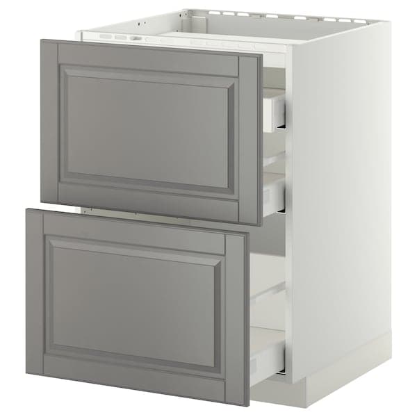 Ikea METOD / MAXIMERA - Base cab f hob/2 fronts/3 drawers, white/Bodbyn grey ,
