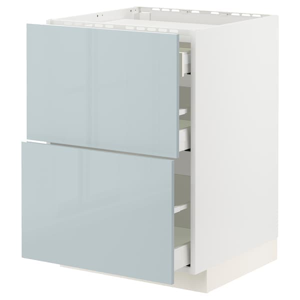 Ikea METOD / MAXIMERA - Base cab f hob/2 fronts/3 drawers, white/Kallarp light grey-blue, 60x60 cm