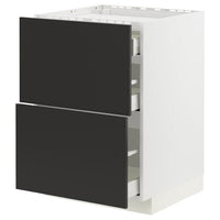 METOD / MAXIMERA - Base cab f hob/2 fronts/3 drawers, white/Nickebo matt anthracite , 60x60 cm - best price from Maltashopper.com 49498135
