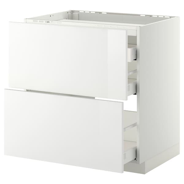 Ikea METOD / MAXIMERA - Base cab f hob/2 fronts/3 drawers, white/Ringhult white, 80x60 cm