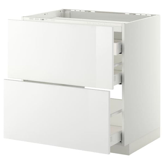 Ikea METOD / MAXIMERA - Base cab f hob/2 fronts/3 drawers, white/Ringhult white, 80x60 cm