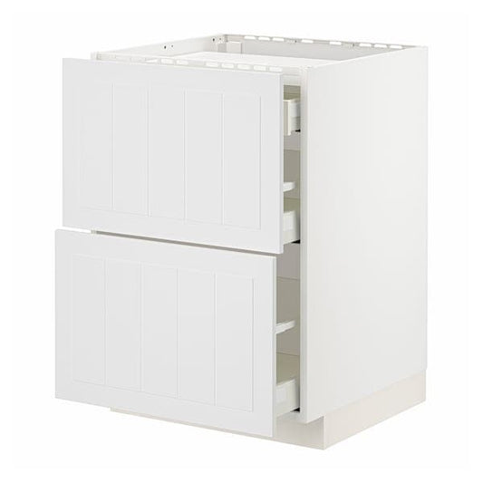 Ikea METOD / MAXIMERA - Base cab f hob/2 fronts/3 drawers, white/Stensund white , 60x60 cm