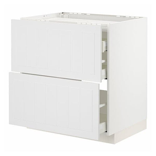 METOD / MAXIMERA - Base cab f hob/2 fronts/3 drawers, white/Stensund white , 80x60 cm