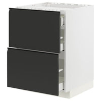 METOD / MAXIMERA - Base cab f hob/2 fronts/3 drawers, white/Upplöv matt anthracite, 60x60 cm - best price from Maltashopper.com 59492816