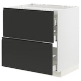METOD / MAXIMERA base cab f hob/2 fronts/3 drawers, white/Upplöv matt anthracite, 80x60 cm