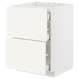 METOD / MAXIMERA base cab f hob/2 fronts/3 drawers, white/Vallstena white, 60x60 cm