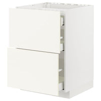 METOD / MAXIMERA - Base cab f hob/2 fronts/3 drawers, white/Vallstena white, 60x60 cm - best price from Maltashopper.com 69506993