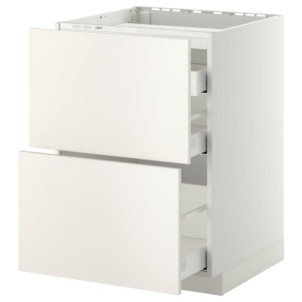 Ikea METOD / MAXIMERA - Base cab f hob/2 fronts/3 drawers, white/Veddinge white, 60x60 cm