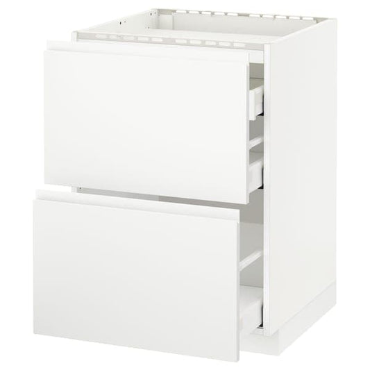 Ikea METOD / MAXIMERA - Base cab f hob/2 fronts/3 drawers, white/Voxtorp matt white, 60x60 cm