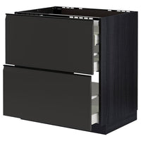 METOD / MAXIMERA - Base cab f hob/2 fronts/3 drawers, black/Upplöv matt anthracite , 80x60 cm - best price from Maltashopper.com 59495339