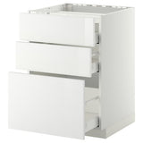 METOD / MAXIMERA base cab f hob/3 fronts/3 drawers, white/Ringhult white, 60x60 cm