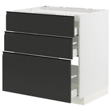 METOD / MAXIMERA base cab f hob/3 fronts/3 drawers, white/Upplöv matt anthracite, 80x60 cm