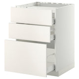 METOD / MAXIMERA base cab f hob/3 fronts/3 drawers, white/Veddinge white, 60x60 cm