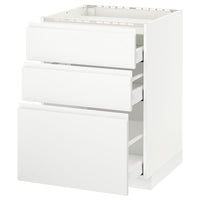 METOD / MAXIMERA - Base cab f hob/3 fronts/3 drawers, white/Voxtorp matt white, 60x60 cm - best price from Maltashopper.com 69130848