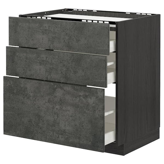 METOD / MAXIMERA - Mobile p cottura/3frontali/3casset , 80x60 cm - best price from Maltashopper.com 79415638