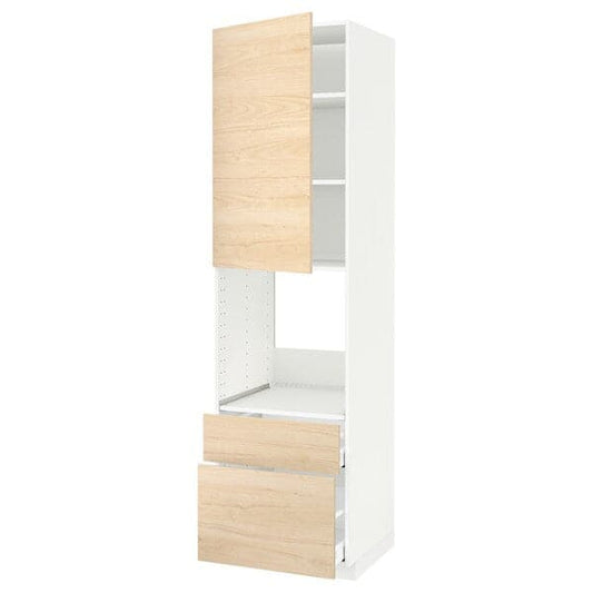 Ikea METOD / MAXIMERA - High cabinet f oven+door/2 drawers, white/Askersund light ash effect , 60x60x220 cm