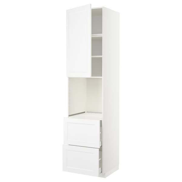 Ikea METOD / MAXIMERA - High cabinet f oven+door/2 drawers, white/Axstad matt white, 60x60x240 cm