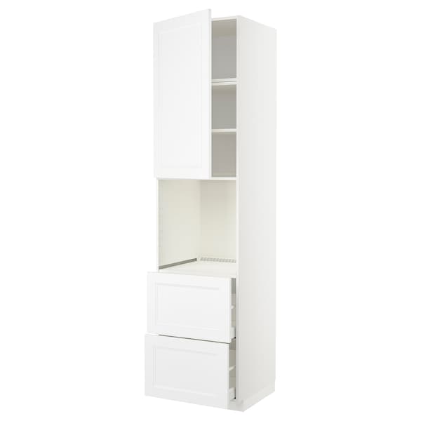 METOD / MAXIMERA - High cabinet f oven+door/2 drawers, white/Axstad matt white, 60x60x240 cm - best price from Maltashopper.com 89465920
