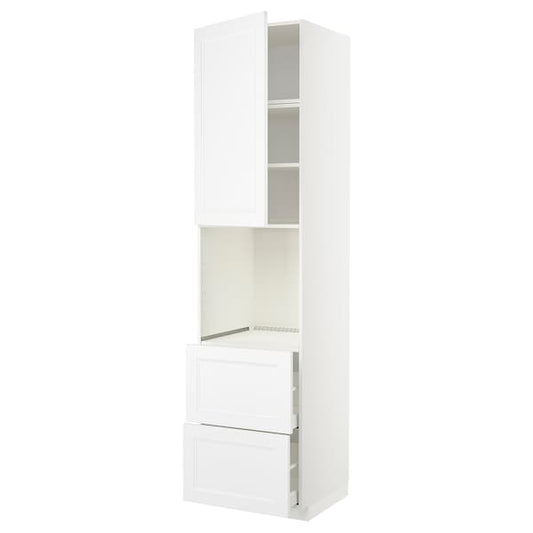 Ikea METOD / MAXIMERA - High cabinet f oven+door/2 drawers, white/Axstad matt white, 60x60x240 cm