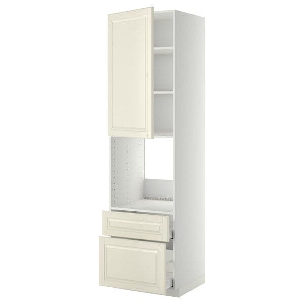 Ikea METOD / MAXIMERA - High cabinet f oven+door/2 drawers, white/Bodbyn off-white, 60x60x220 cm