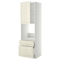 METOD / MAXIMERA - High cabinet f oven+door/2 drawers, white/Bodbyn off-white, 60x60x200 cm - best price from Maltashopper.com 19462623
