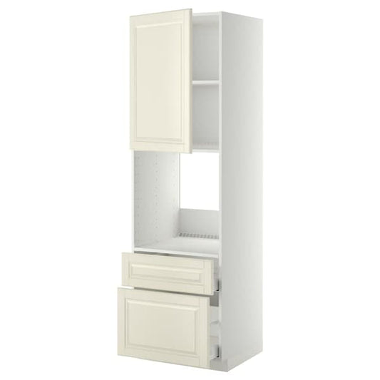Ikea METOD / MAXIMERA - High cabinet f oven+door/2 drawers, white/Bodbyn off-white, 60x60x200 cm