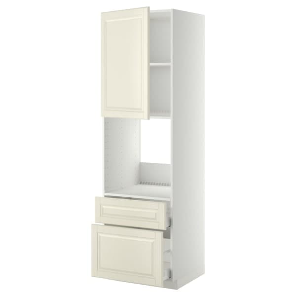 METOD / MAXIMERA - High cabinet f oven+door/2 drawers, white/Bodbyn off-white, 60x60x200 cm